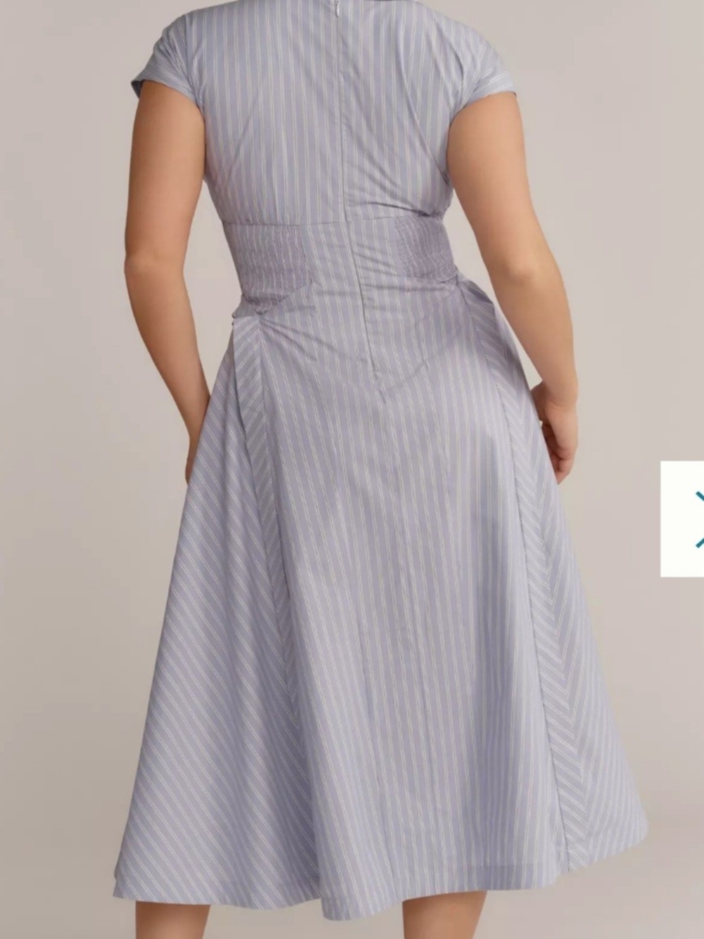By Anthropologie Short-Sleeve V-Neck Pleated Midi Dress - Picture 5 of 8